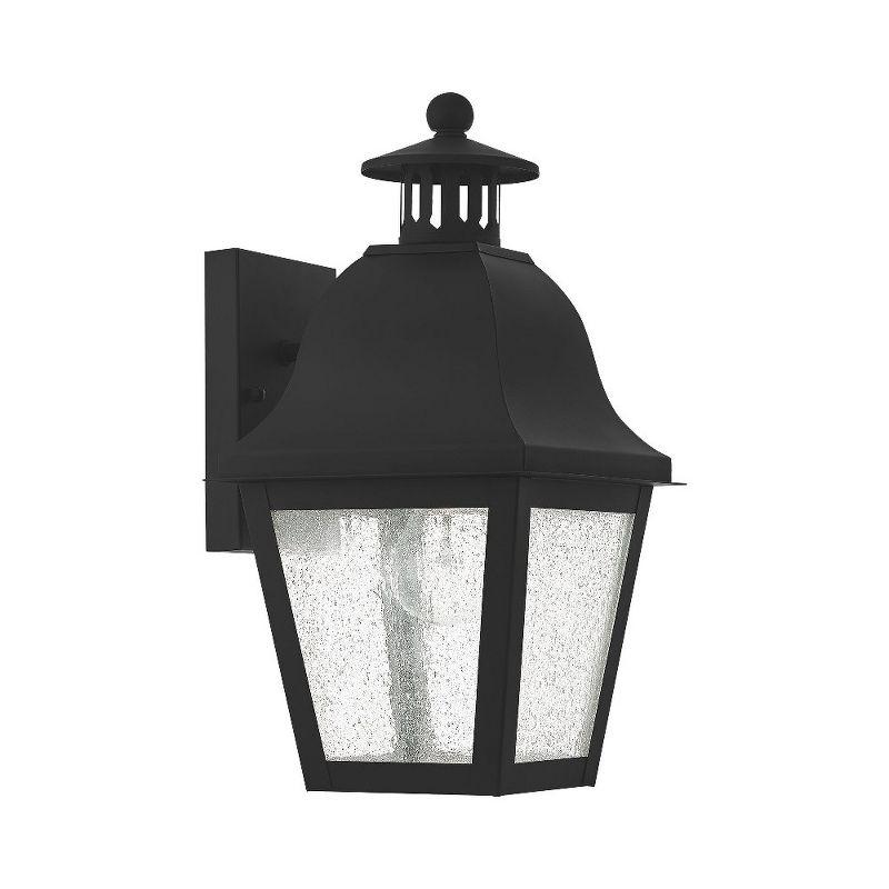 Traditional Black Seeded Glass Lantern Sconce, Direct Wired