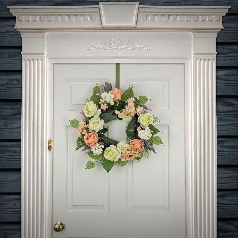 24" Artificial Rose and Peony Woven Branch Base Wreath - National Tree Company