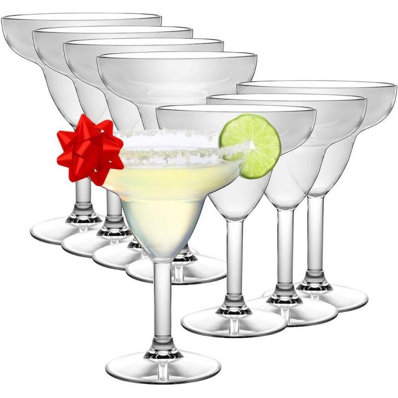 Clear Tritan Unbreakable Stemmed Margarita Glasses Set of 8