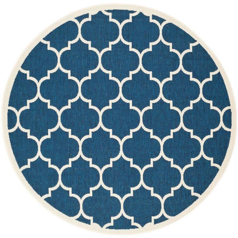 Navy Blue 59'' Round Synthetic Easy-Care Area Rug