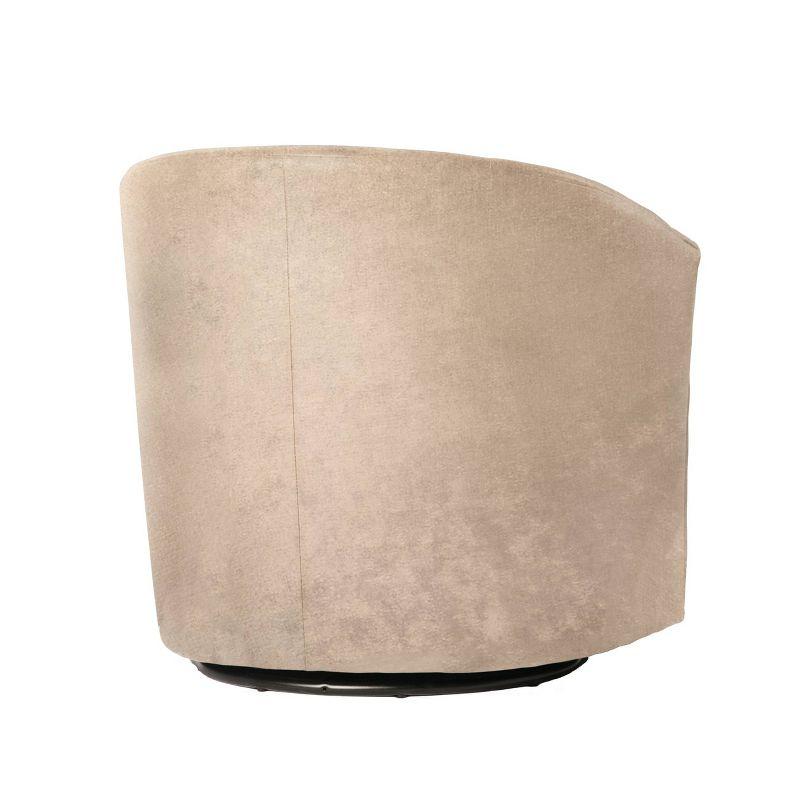 Elizabeth Beige Sand Microfiber Barrel Swivel Accent Chair