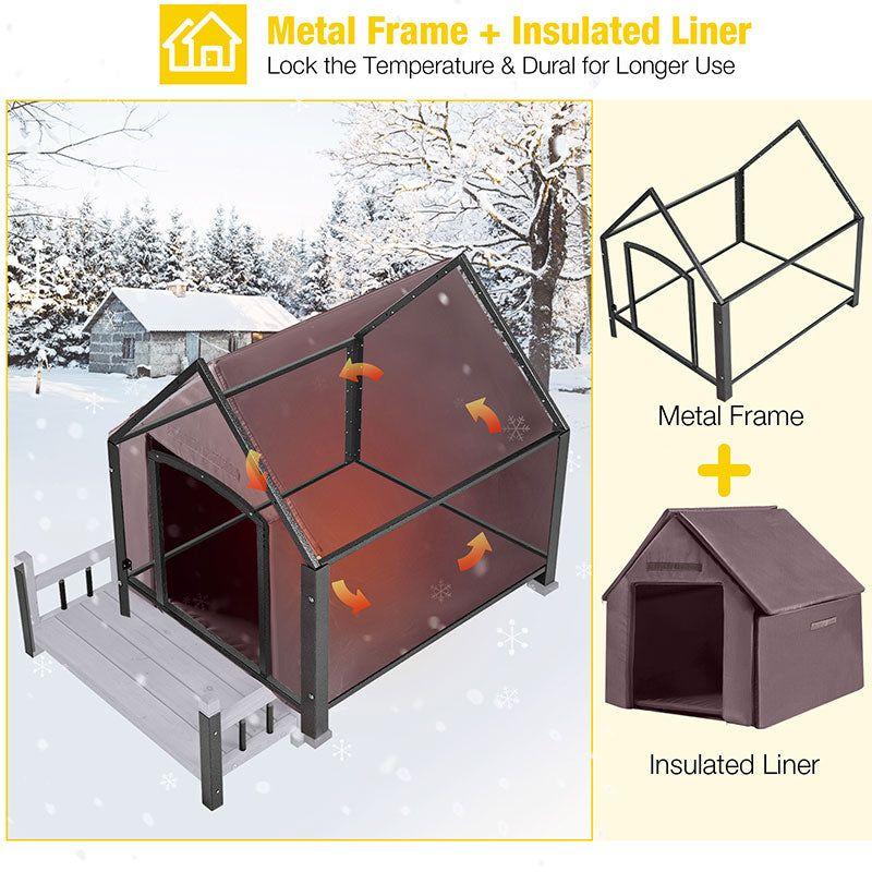 Aivituvin-AIR81-IN Medium Insulated Dog House Gray 32.9"(L) x 45" (W) x 32.6"(H)