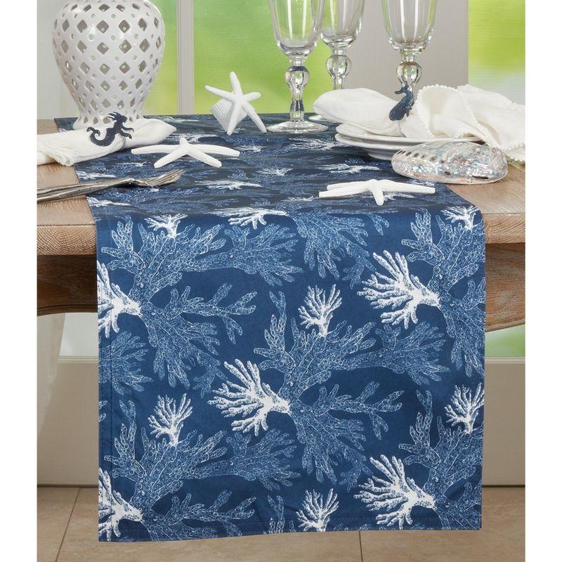 Saro Lifestyle Long Table Runner With Sea Coral Design