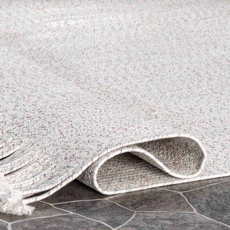 Ivory Braided Square Synthetic Indoor/Outdoor Rug