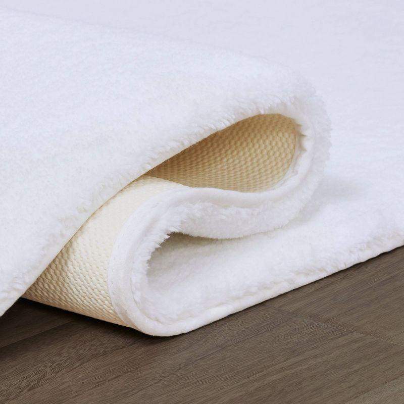 Luxurious Marshmallow White 24" x 40" Tufted Microfiber Bath Rug