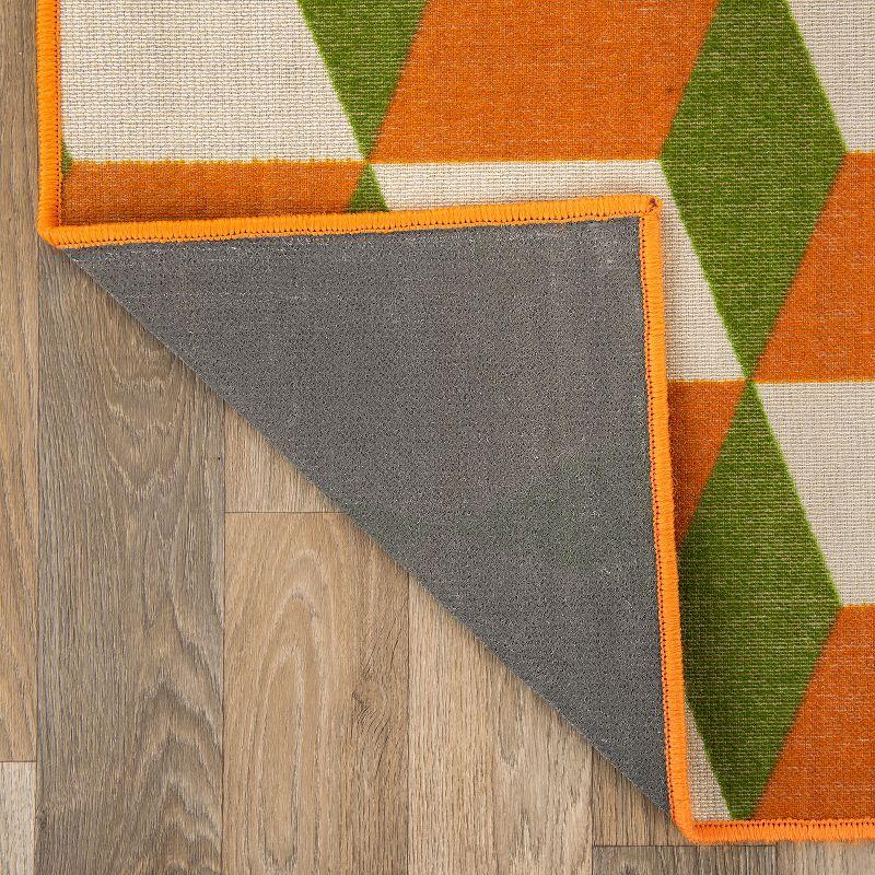 World Rug Gallery Contemporary Geometric Flatweave Indoor/Outdoor Area Rug - ORANGE 5' X 7':  Quick Dry,  UV Resistant