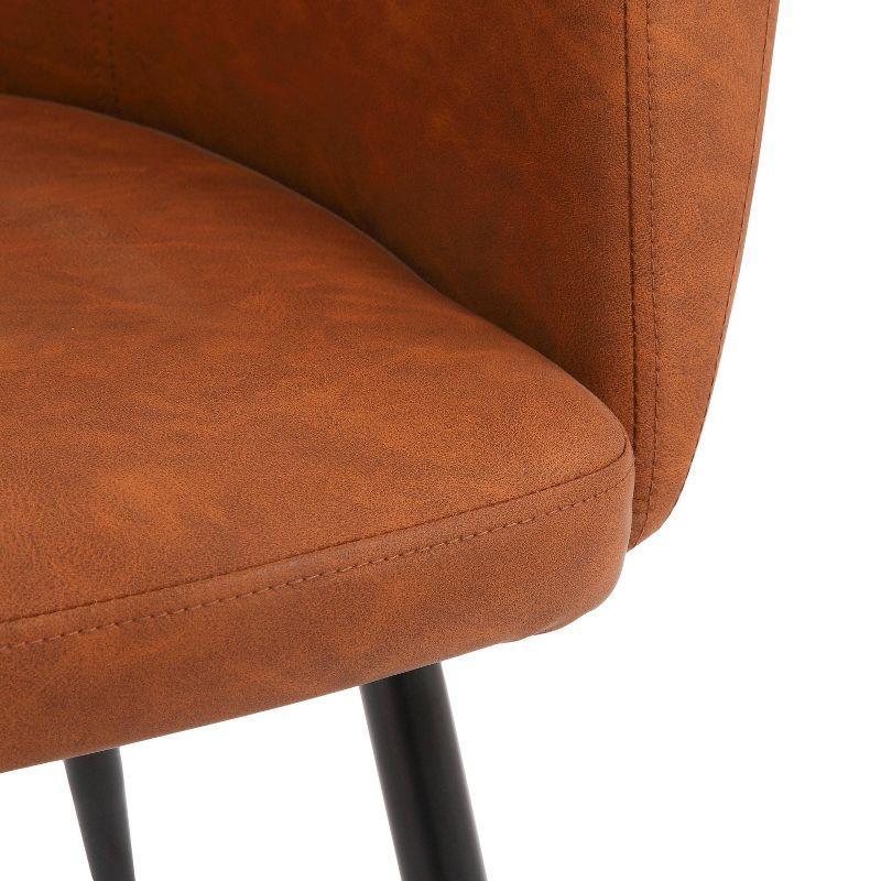 Set of 2 Andrew PU Leather/Steel Dining Chairs Black/Camel - LumiSource: Upholstered, Foam-Filled, Spot Clean