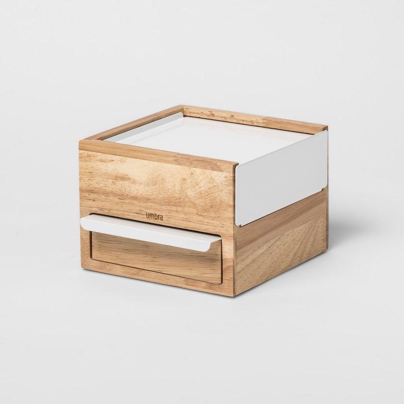 Natural Wood and White Mini Jewelry Organizer Box