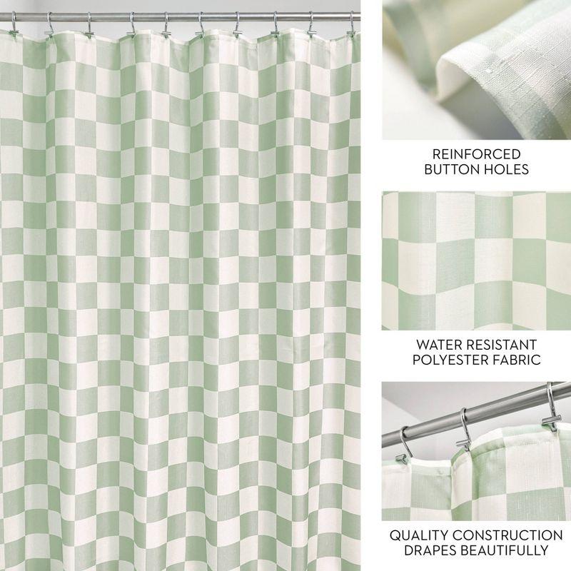 iDesign iDesign Checkered Polyester Shower Curtain - 12 Reinforced Buttonholes - 72" x 72" – Green/White