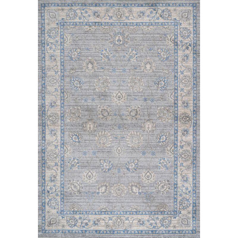 4' X 6' Modern Persian Vintage Moroccan Traditional Area Rug, Gray/Blue - JONATHAN Y