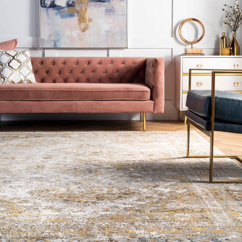 Nuloom Madisson Medallion 2x8 Runner Indoor Area Rug for Living Room Bedroom Dining Room Entryway Hallway Kitchen, Gold/Ivory