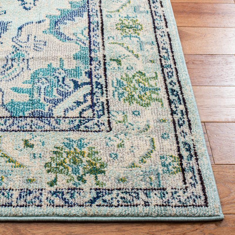 Ivory Medallion 6'7" Square Non-Slip Synthetic Area Rug