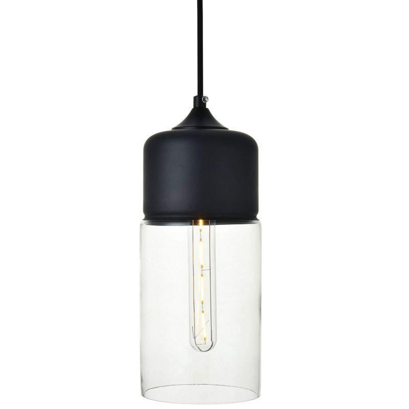 Elegant Lighting Ashwell 1 Light Black Pendant With Clear Glass