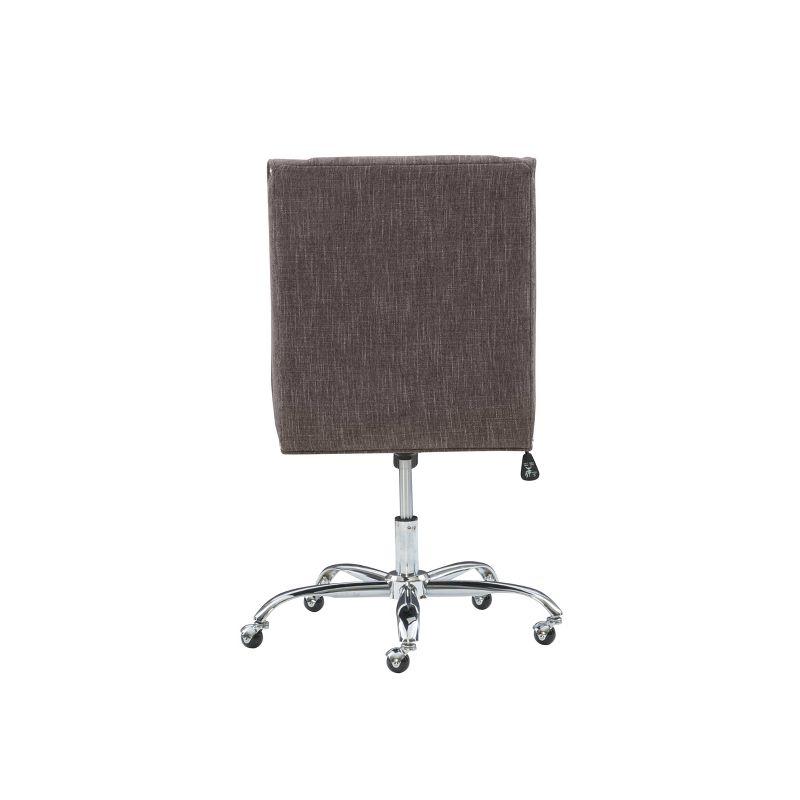 Elegant Dark Gray Fabric Swivel Office Chair with Wood Accents