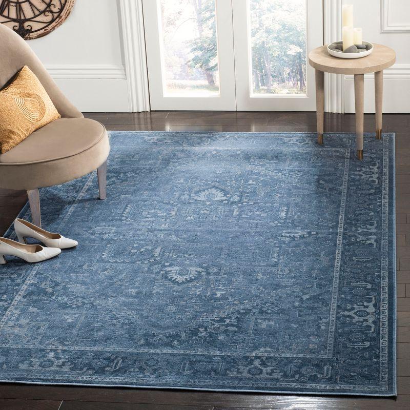 Heirloom Blue Silk-Blend Hand-Knotted Transitional Area Rug