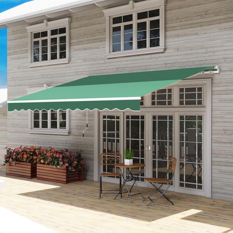 Outsunny 2'' Polyester Beige Cover Retractable Patio Awning
