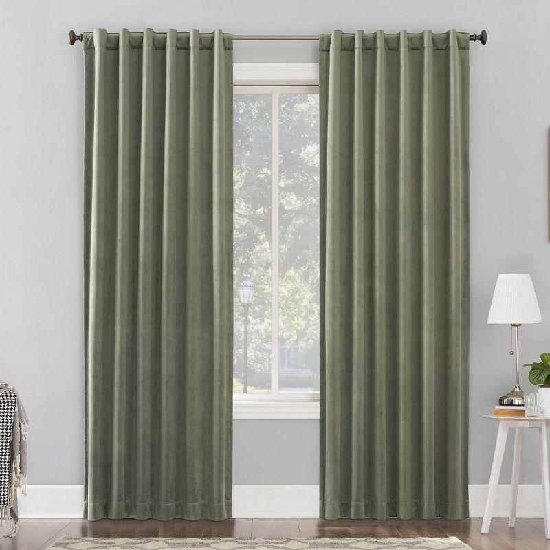 Sun Zero Velvet Noise Reducing Thermal Extreme 100% Blackout Back Tab Curtain Panel