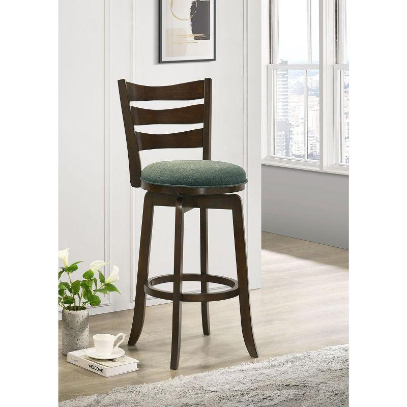 Coaster Home Furnishings Murphy Ladder Back Pub Height Swivel Bar Stool Dark Cherry and Hunter Green