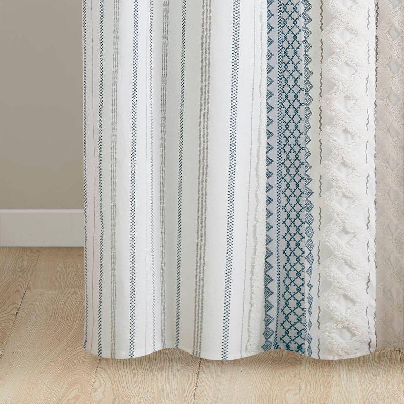 INK+IVY Imani 100% Cotton Printed Shower Curtain with Chenille