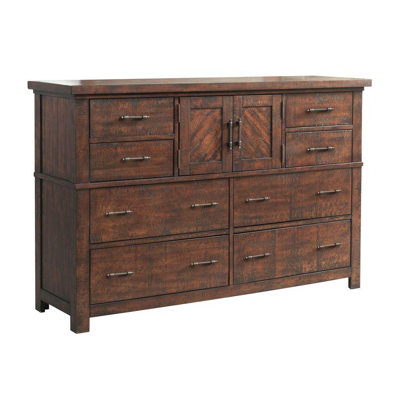 Dex Dresser Walnut Brown - Picket House Furnishings: 8-Drawer Bedroom Bureau with Cabinet, Rustic Finish