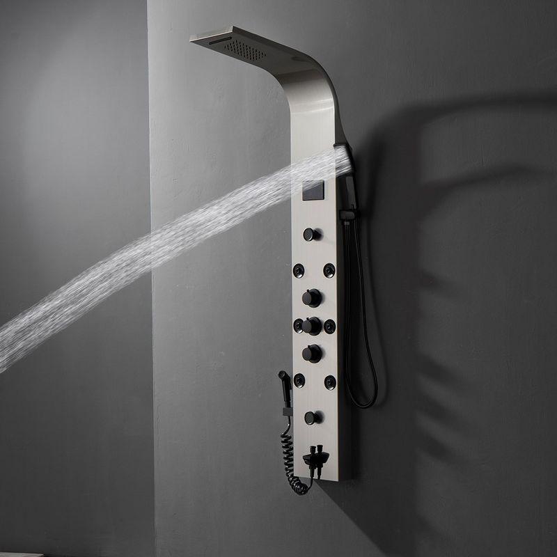 BWE 8-Jet Rainfall Shower Panel System with Rainfall Waterfall Shower Head and Shower Wand in