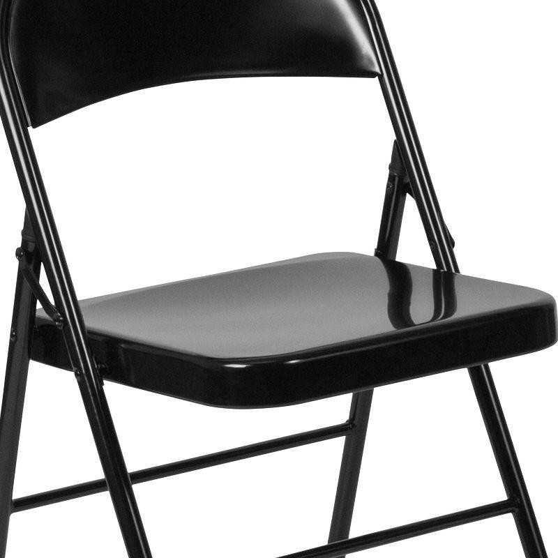 Black 18 Gauge Steel Mid-Back Folding Chair with Cushions