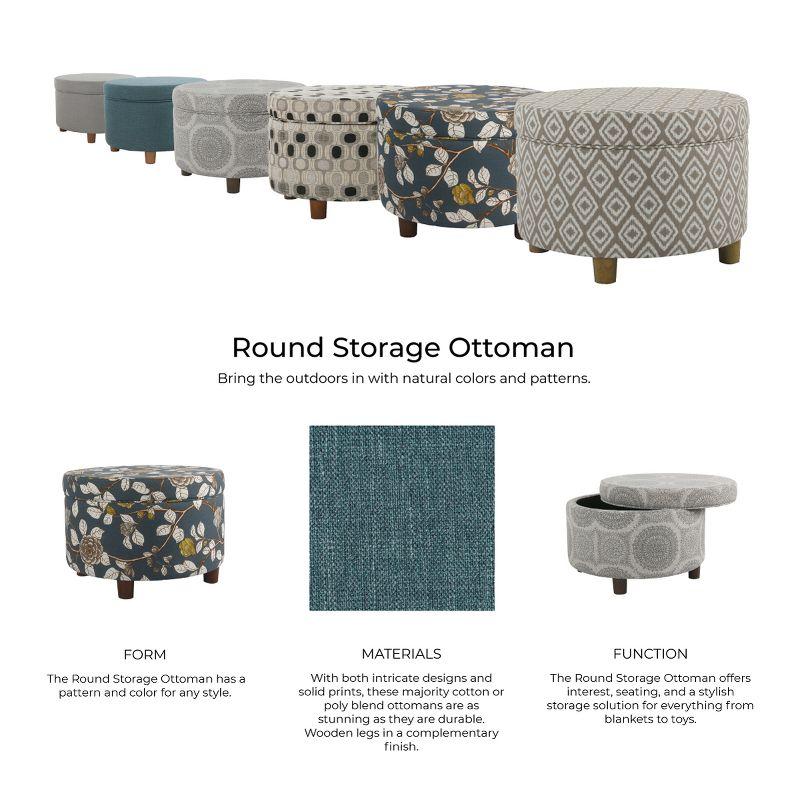 Round Storage Ottoman Gray Medallion - HomePop