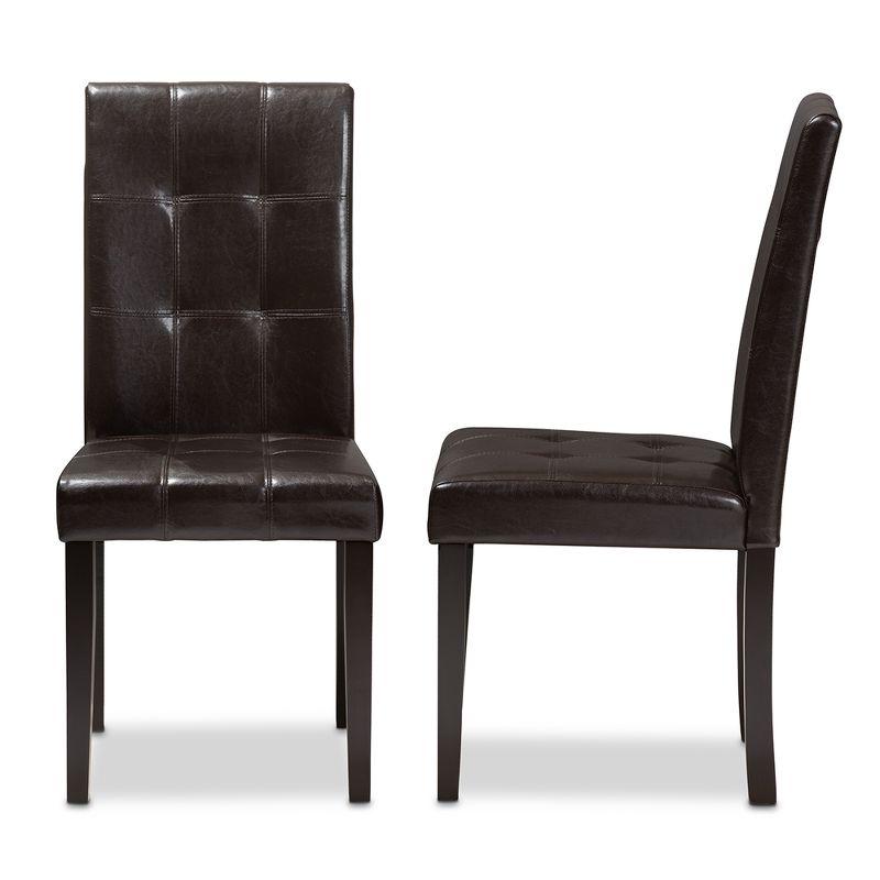 Set of 2 Avery Parson Style Faux Leather Dining Chairs - Baxton Studio: Rubberwood Frame, Tufted Back