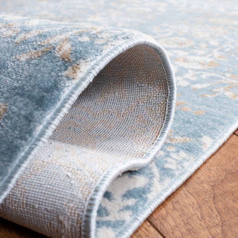 Denim Blue and Ivory Geometric Hand-knotted Area Rug