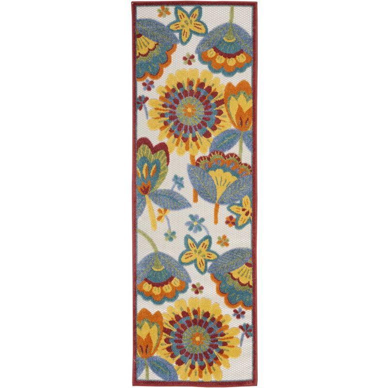 Aloha Multicolor Floral 2' x 6' Runner Outdoor Rug