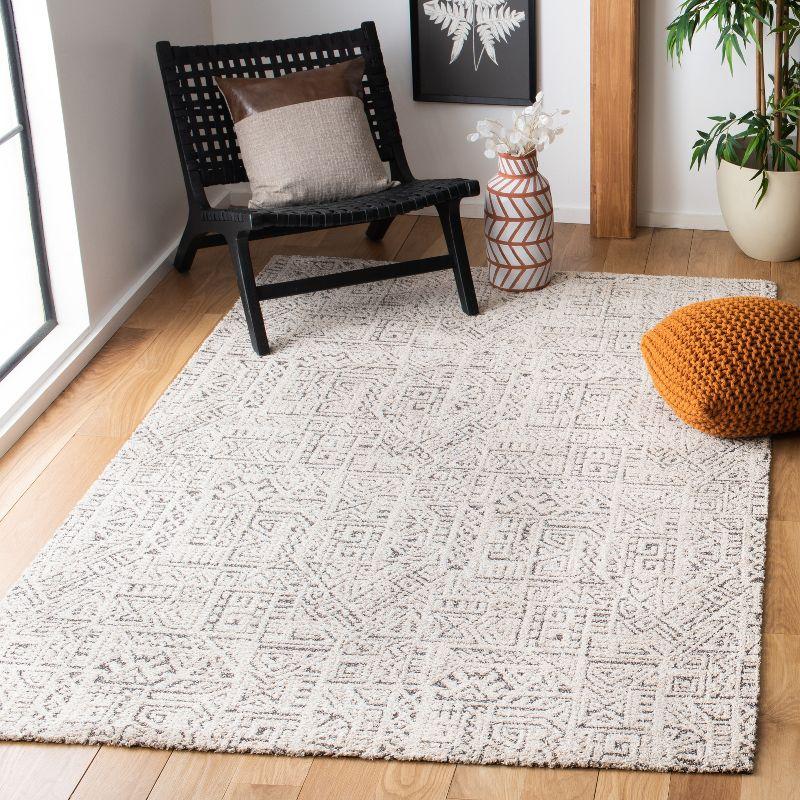 Ivory and Gray Flat Woven Cotton Area Rug