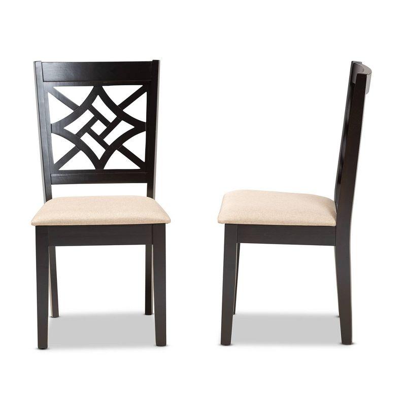 2pc Nicolette Fabric and Wood Dining Chairs Set - Baxton Studio