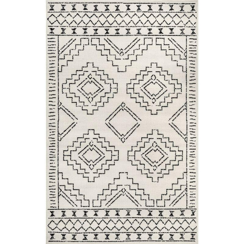 Reversible Moroccan Tribal Design Gray 4' x 6' Synthetic Area Rug