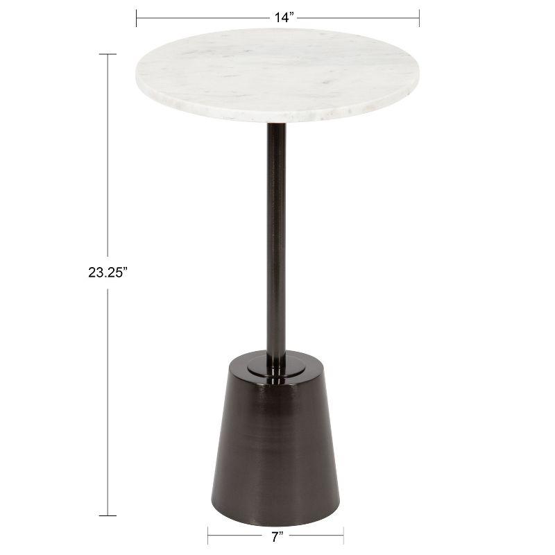 Kate and Laurel Tira Round Metal Side Table, 14x14x24, Pewter and White