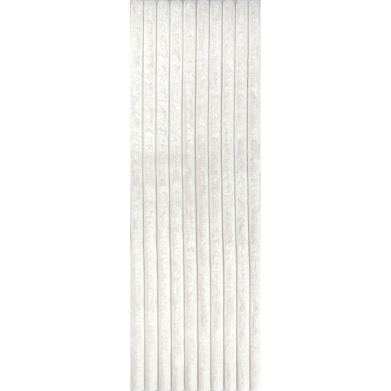 nuLOOM 2' x 6' Cozy Plush SuperiorWash Area Rug, Machine Washable, Non-Slip, Soft Fluffy Shag Carpet for Living Room Bedroom Nursery, Kai Off-white