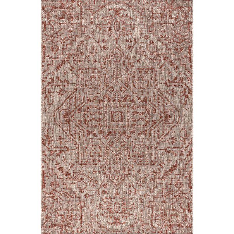 Estrella Bohemian Medallion 9'x12' Red/Taupe Synthetic Area Rug