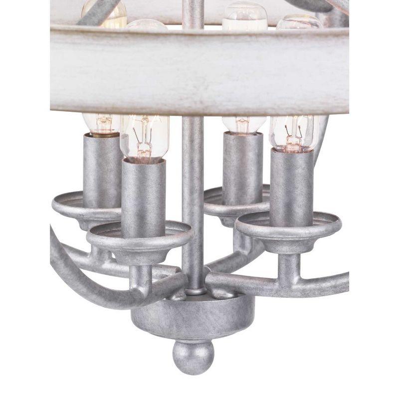 Progress Lighting Gulliver 4-Light Semi-Flush Galvanized Ceiling Light, Wood Grained Texture Shade