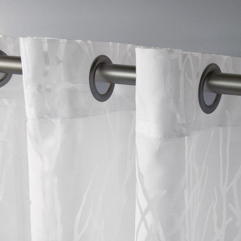 Set of 2 84"x52" Edinburgh Branch Sheer Burnout Grommet Top Window Curtain Panel White - Exclusive Home: Modern Botanical Design, Indoor Use
