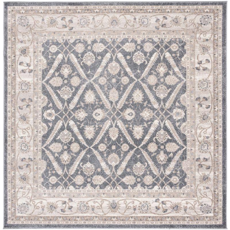 Sofia SOF378 Power Loomed Indoor Area Rug - Dark Grey/Beige - 6'7"x6'7" - Safavieh