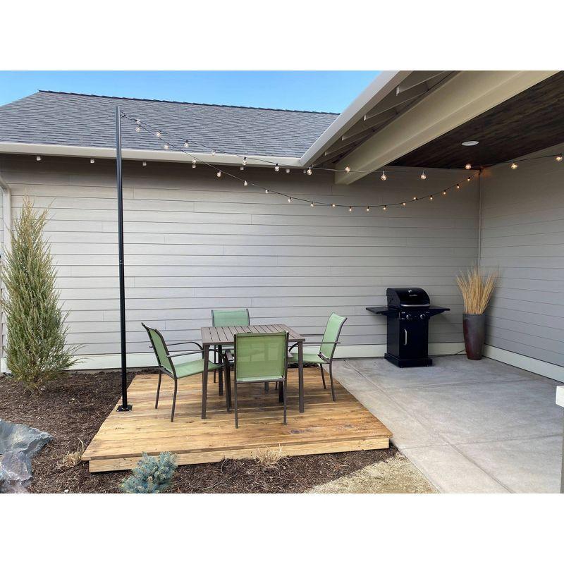 Allsop 9.5ft Heavy-Duty String Light Pole Stand with Freestanding Tank Base for Grass, Patio, Deck, Events