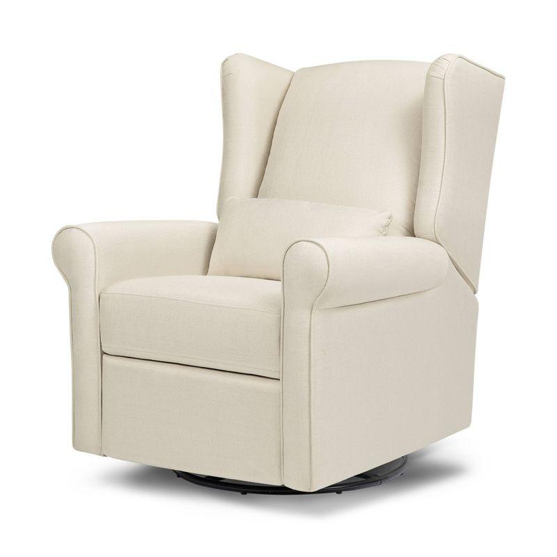 Natural Oat Swivel Recliner with Timeless Wingback Design