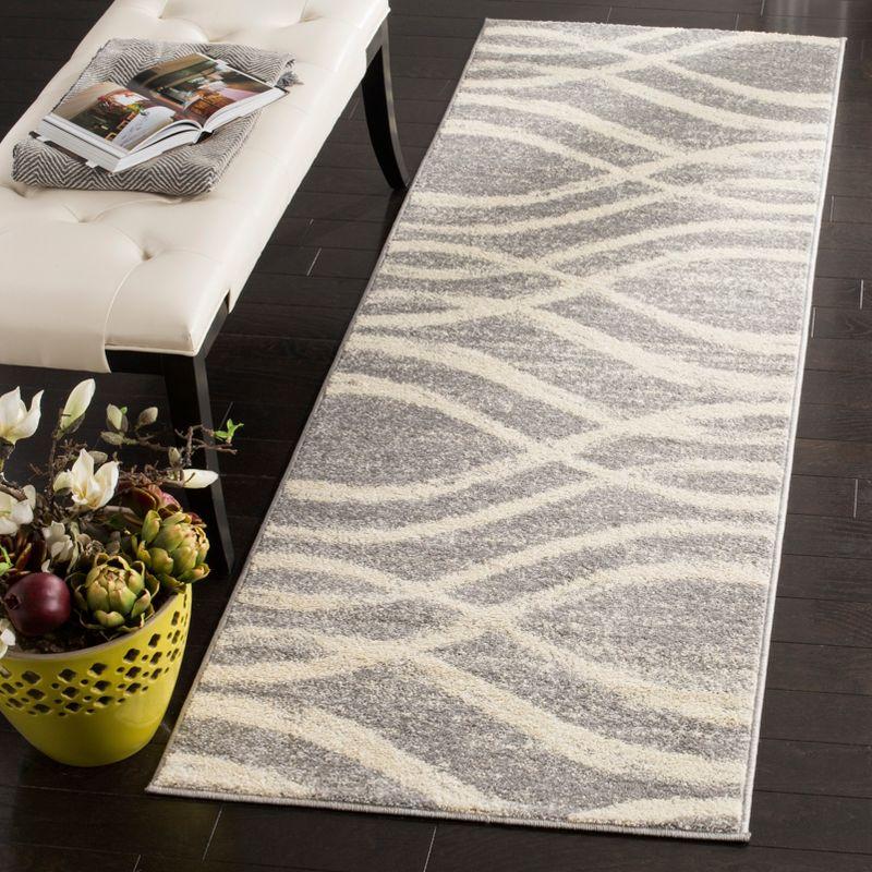 Adirondack ADR125 Non-Shedding Power Loomed Indoor Runner Rug - Grey/Cream - 2'6"x16' - Safavieh