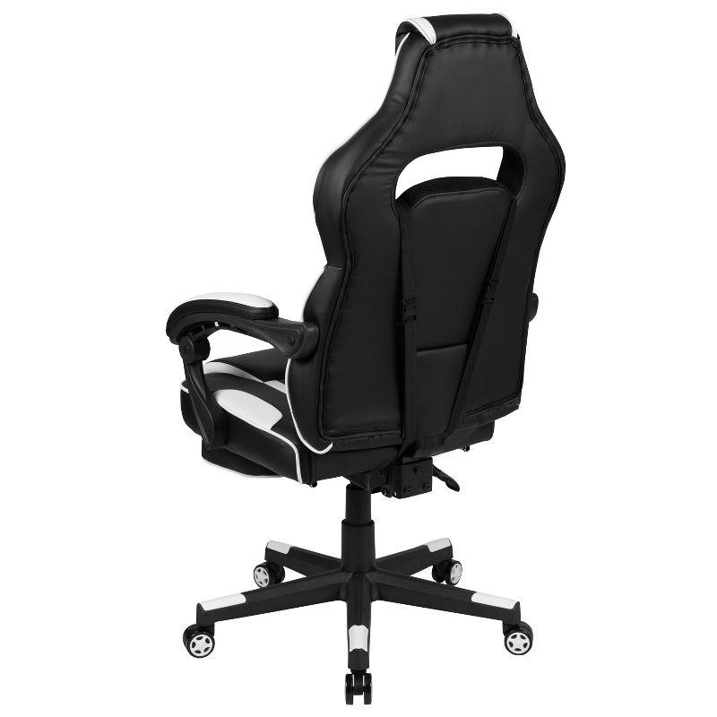 Flash Furniture X40 Gaming Chair Racing Ergonomic Computer Chair with Fully Reclining Back/Arms, Slide-Out Footrest, Massaging Lumbar - White