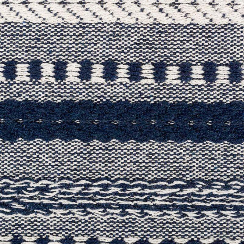 Design Imports  Braided Stripe Jacquard Fringe Table Runner, 15X108", Navy Blue