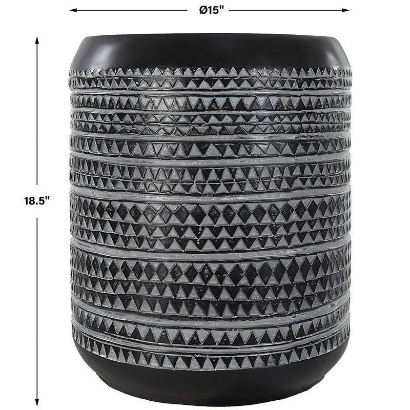 Chalk Black and Gray Round Tribal Accent Table