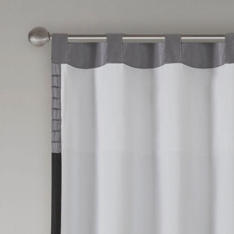 Black and Gray Faux Silk Pintuck Curtain Panel