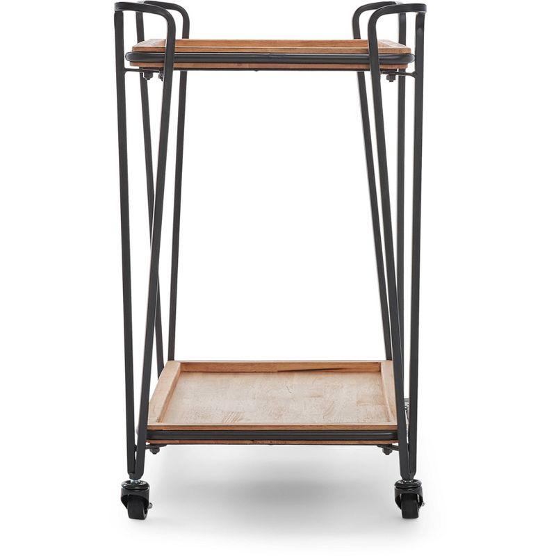 Cooper Black Metal and Wood Bar Cart with Storage