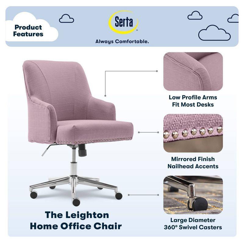 Serta Style Leighton Home Office Chair Fresh Lilac : Upholstered, Adjustable, with Fixed Arms & Wood Frame