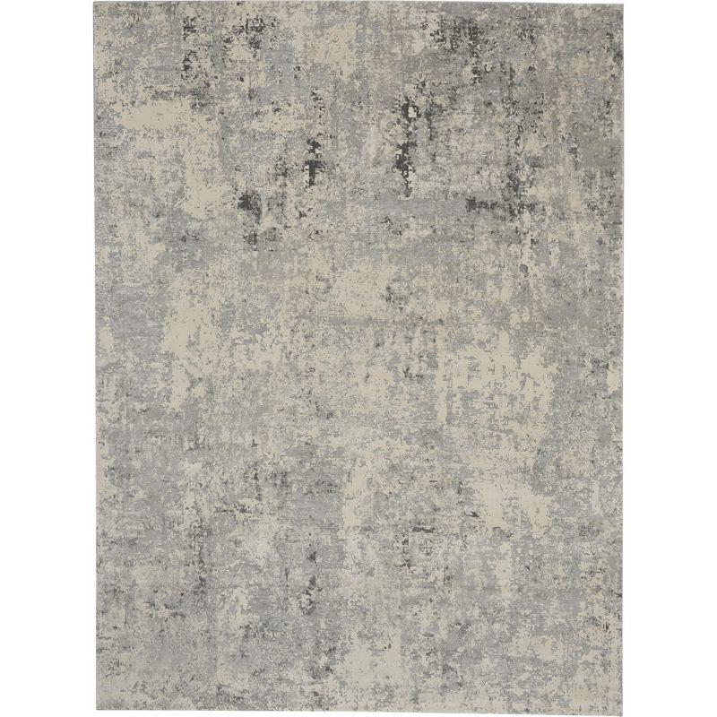 Abstract Elegance 7'10" x 10'6" Grey and Ivory Modern Area Rug