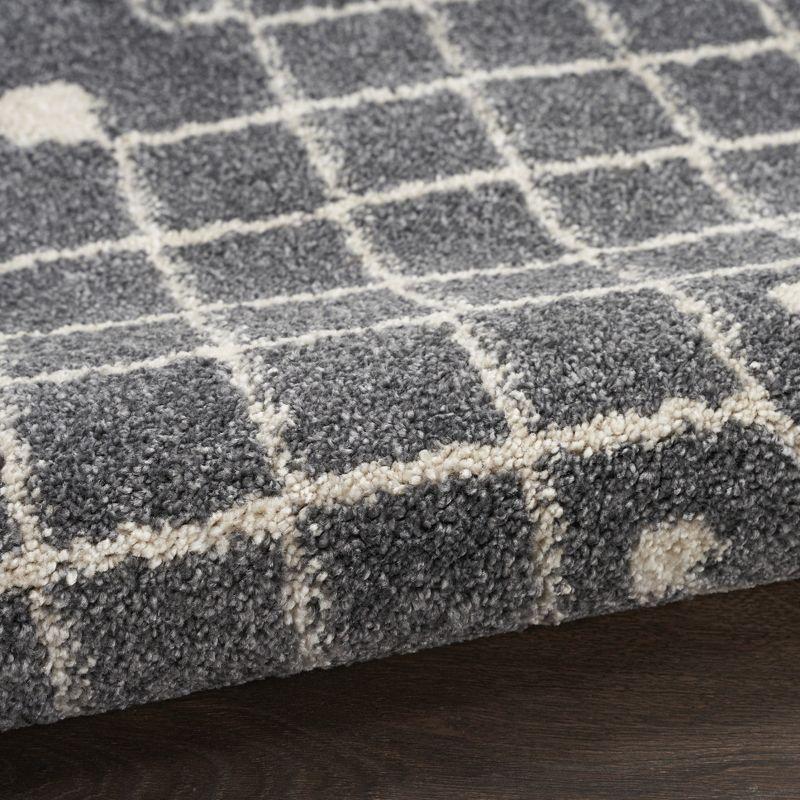 Moroccan Geometric Easy-Care Beige & Grey Synthetic Rug